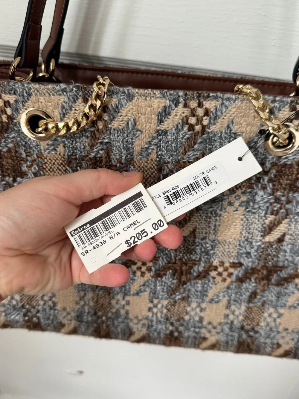 Sondra Roberts Squared Tweed Houndstooth Tote